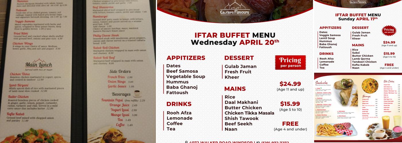 Eastern Flavours Restaurant and Banquet Hall Menu