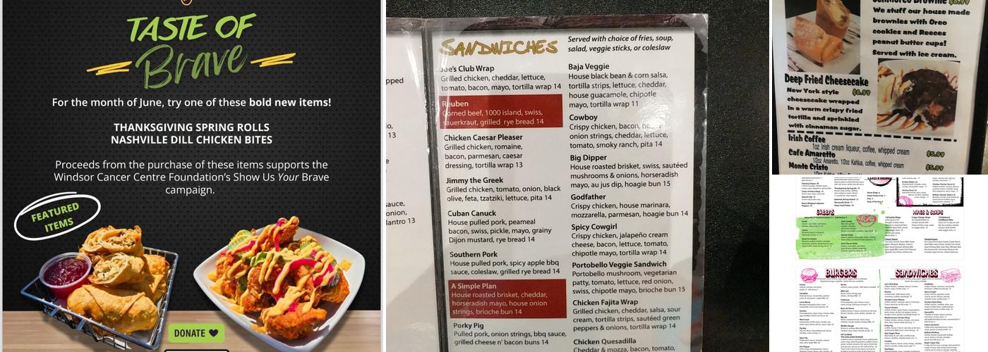 Joe Schmoe's Eats N Drinks Menu