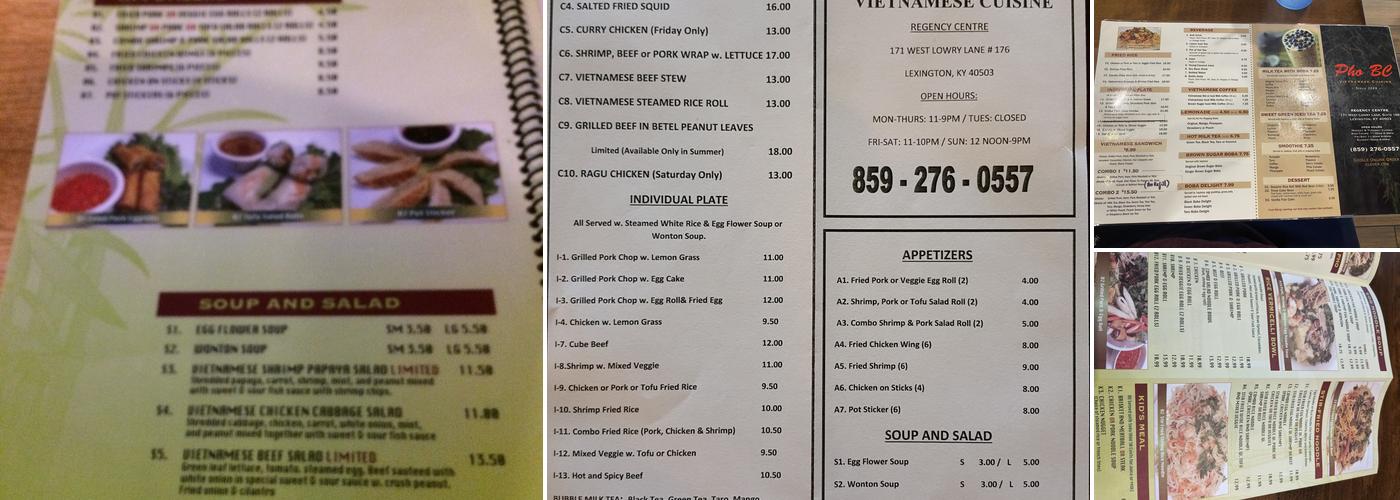 Pho BC Menu