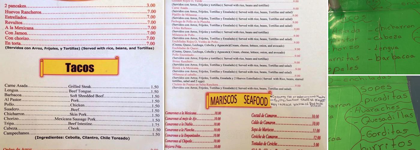 El Paraiso Taqueria Menu