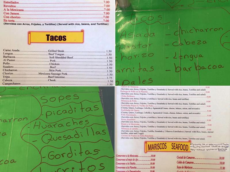 El Paraiso Taqueria Menu