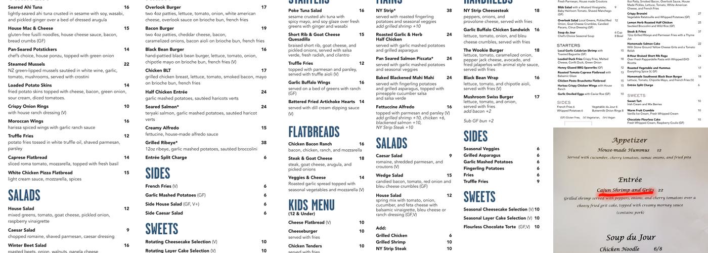 Overlook Menu