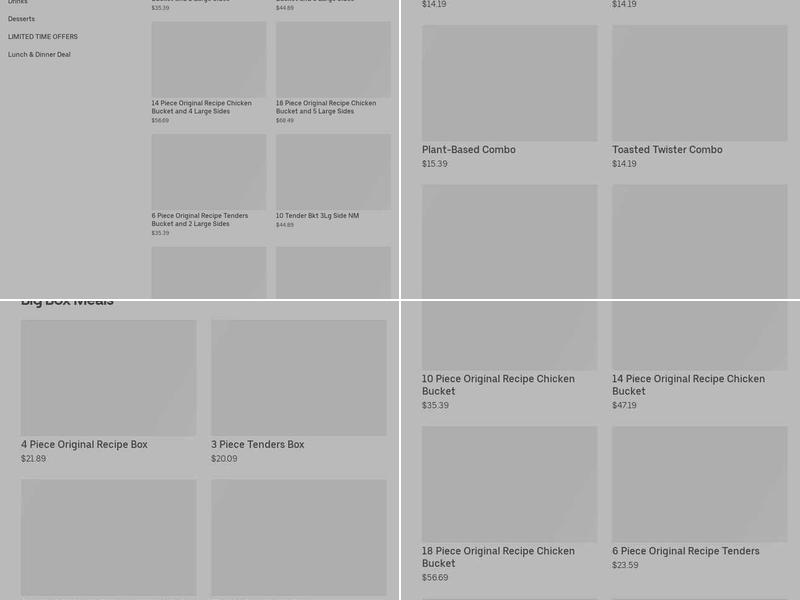KFC Menu