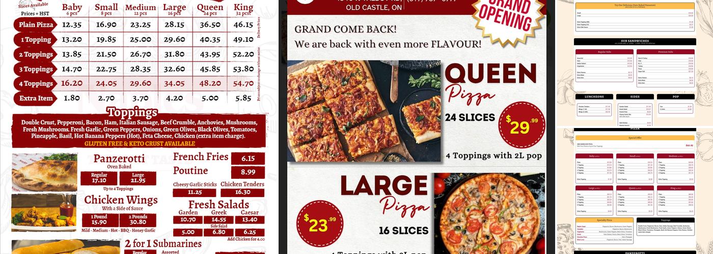 Naples Pizza Menu