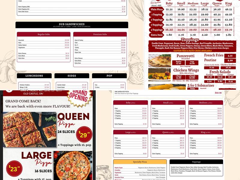 Naples Pizza Menu
