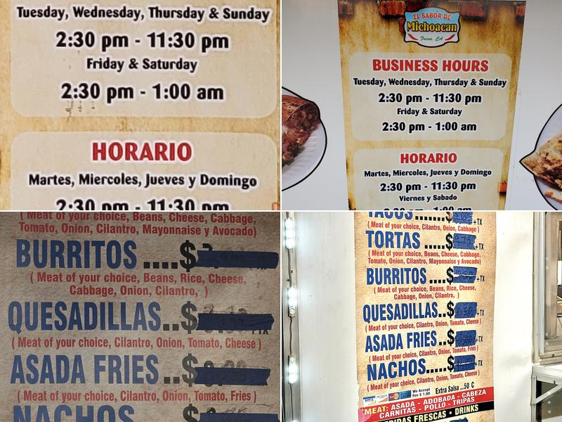 El Sabor Michoacano Taqueria Menu