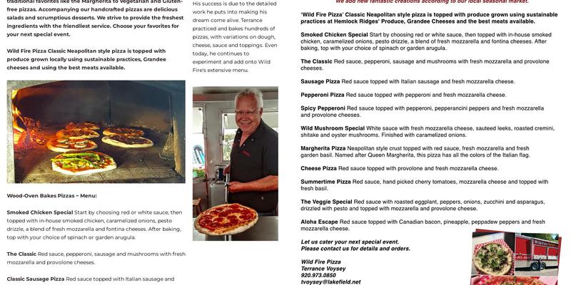 Wild Fire Pizza Menu