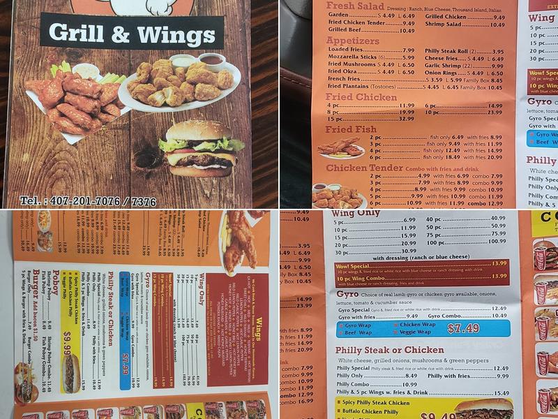 Grill & wings Menu