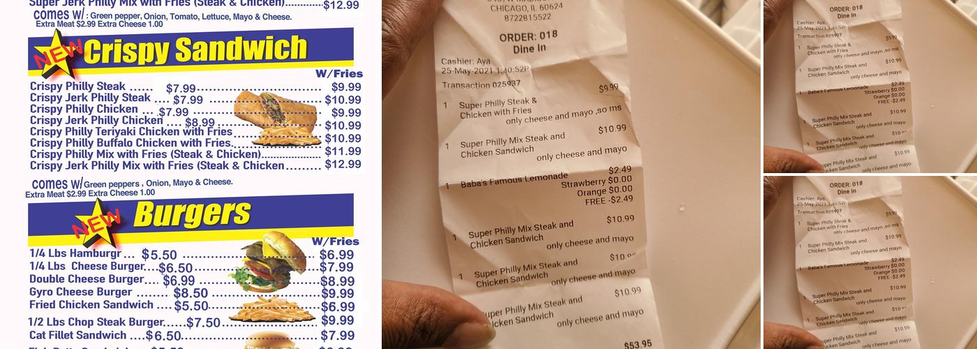 BABA'S FAMOUS STEAK & LEMONADE Menu