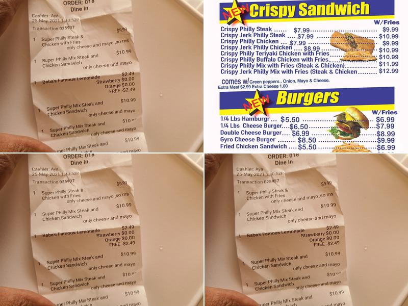 BABA'S FAMOUS STEAK & LEMONADE Menu