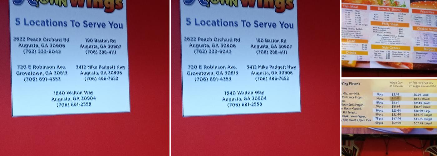 A Town Wings Menu