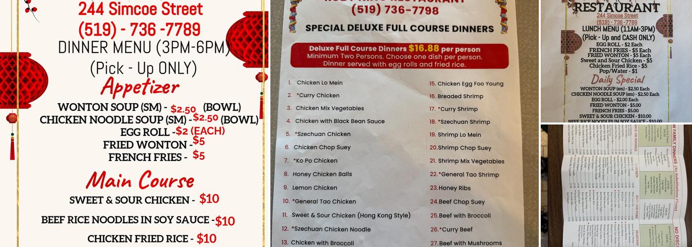 Ruby King Restaurant Menu