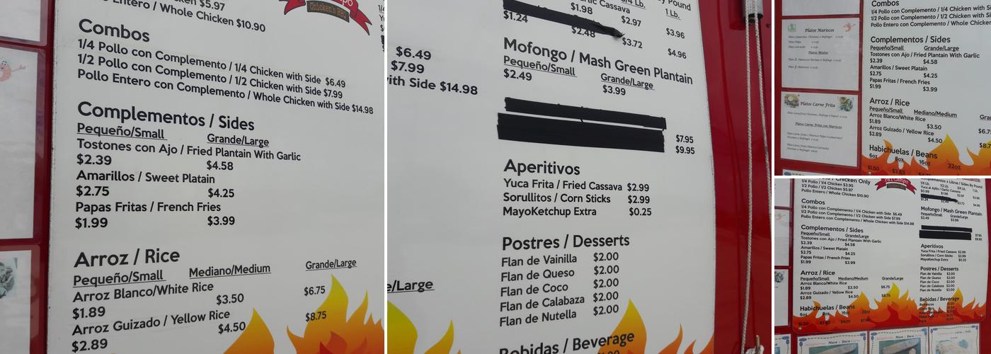 Bejuco’s Chickens BBQ Menu