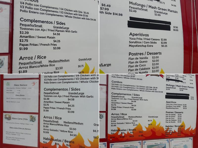 Bejuco’s Chickens BBQ Menu