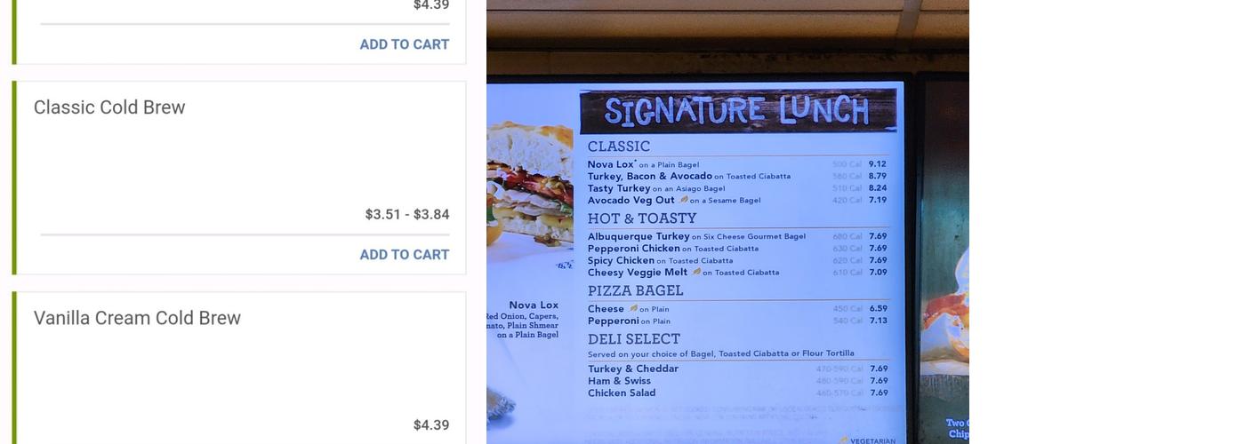 Einstein Bros bagels Menu