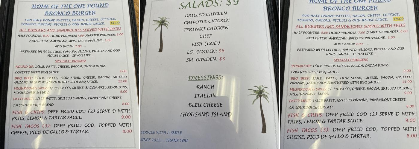 Palm Restaurant Menu