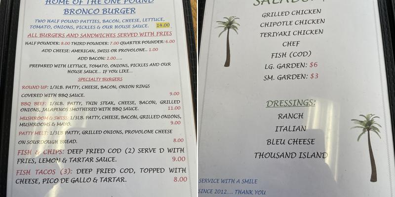 Palm Restaurant Menu