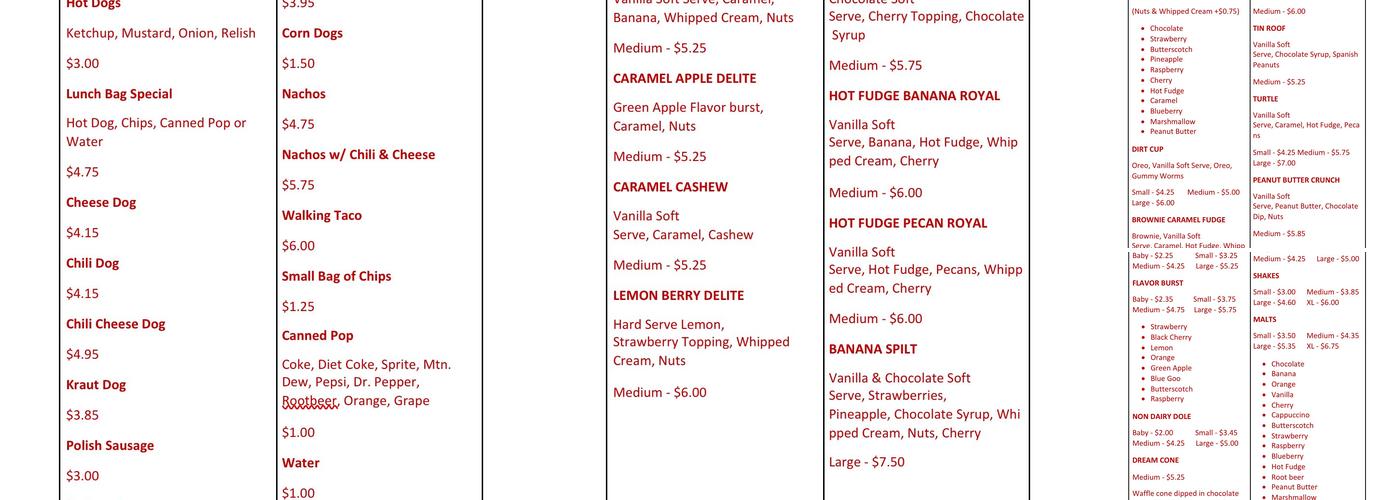 Cone Corral Menu