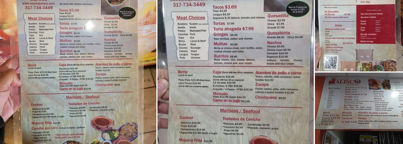 Aqui es Jalisco Menu