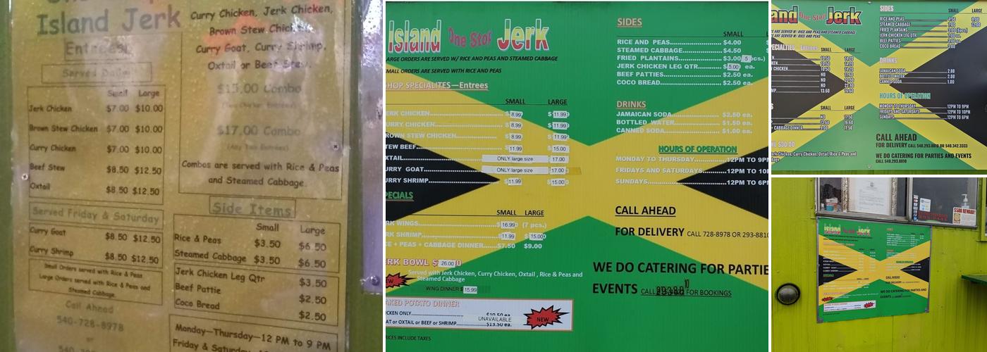Island Jerk Menu