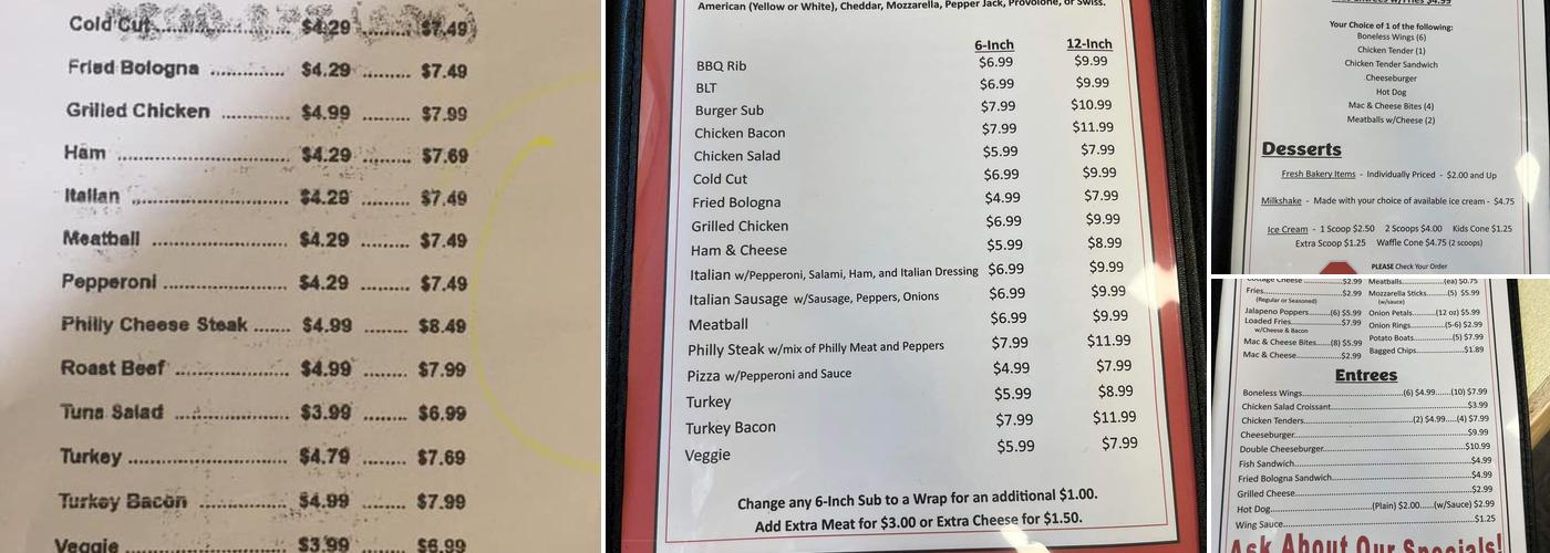 Sub Express Menu