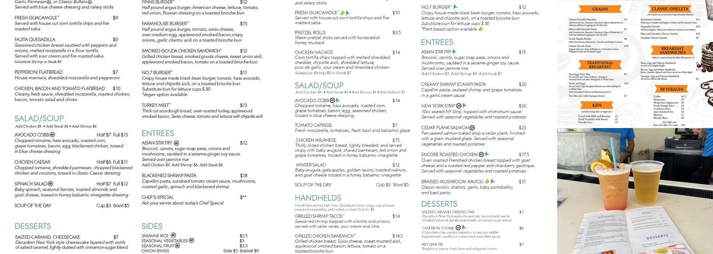 Finns Restaurant Menu