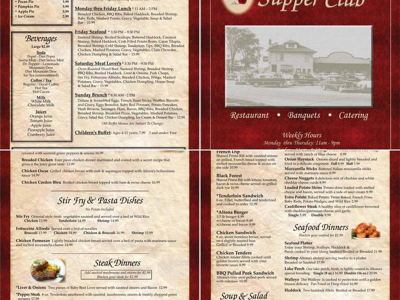 Altona Supper Club Menu