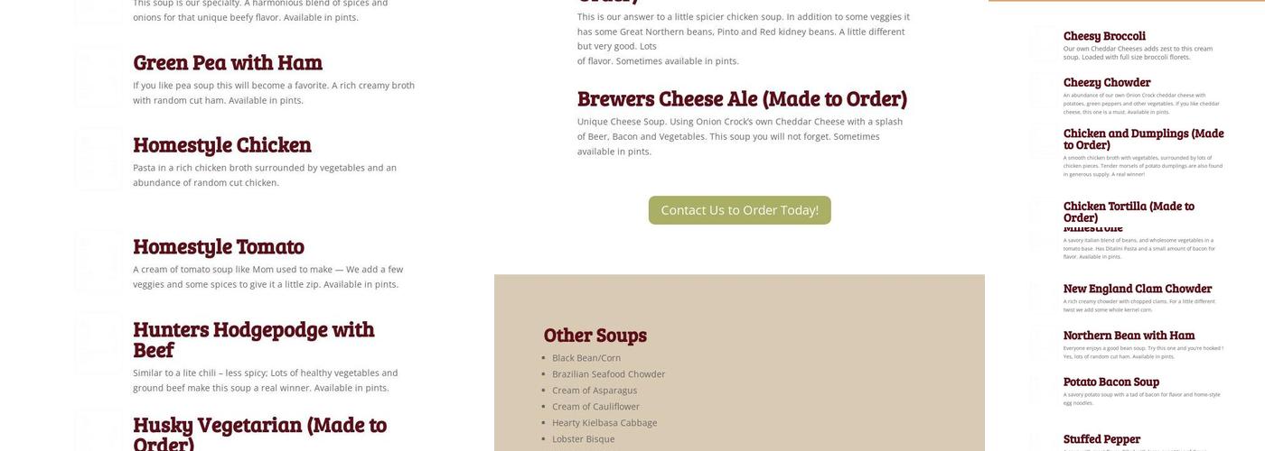 Onion Crock of Michigan Menu