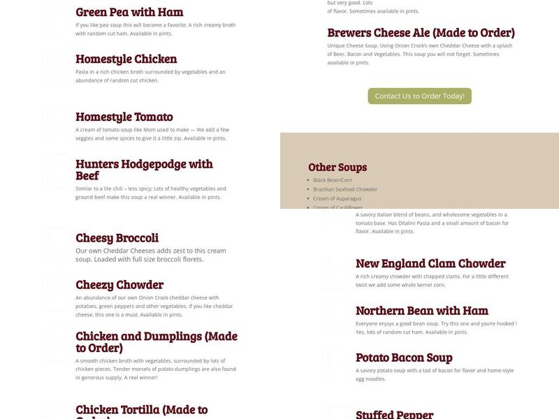 Onion Crock of Michigan Menu