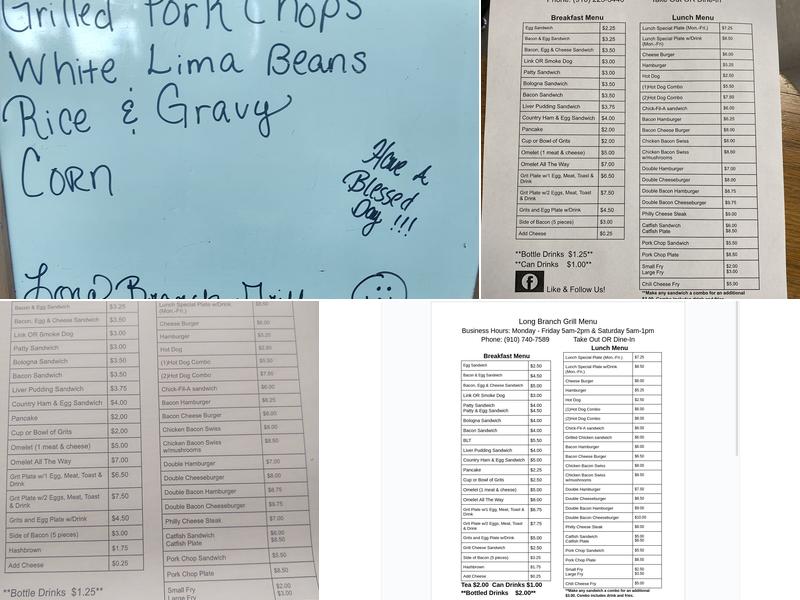 The Long Branch Grill Menu