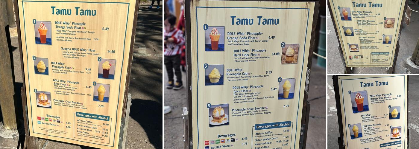 Tamu Tamu Refreshments Menu