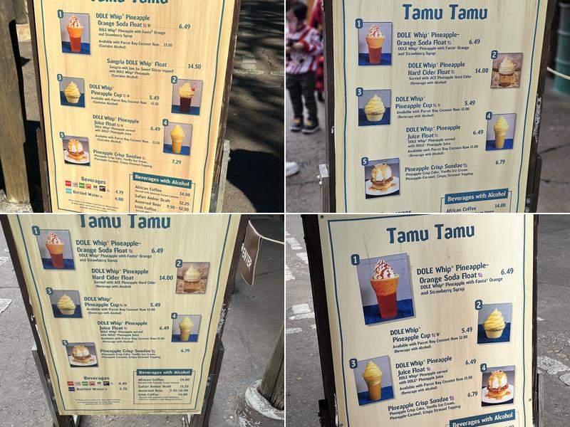 Tamu Tamu Refreshments Menu