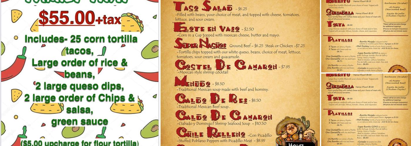 Tacos Goyo - Gilmer Rd. Menu