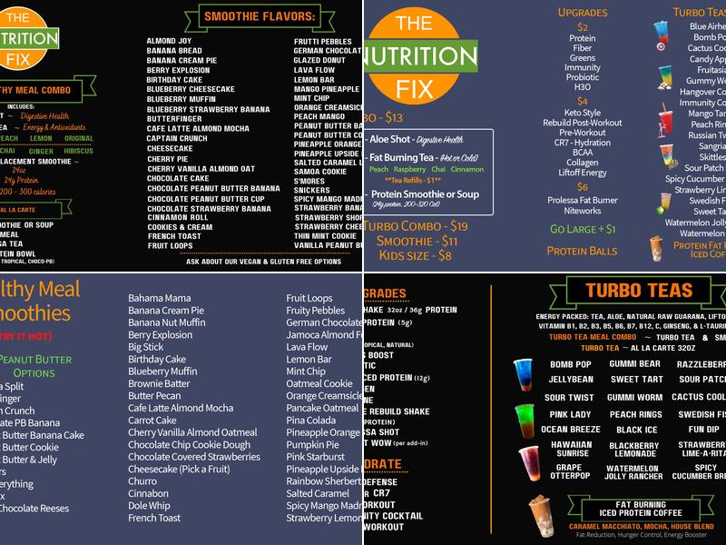 The Nutrition Fix Menu