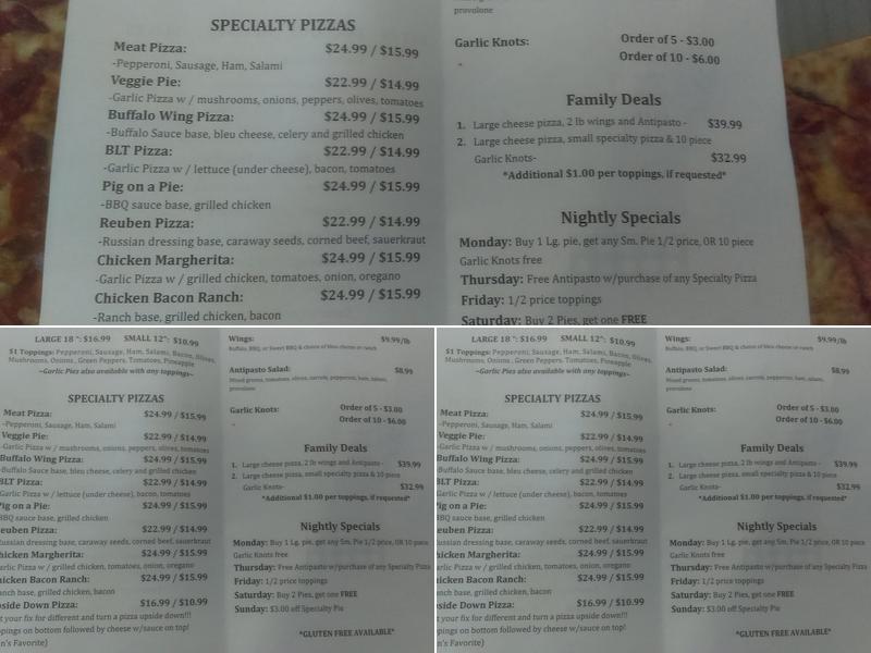 Slices Pizzeria Menu