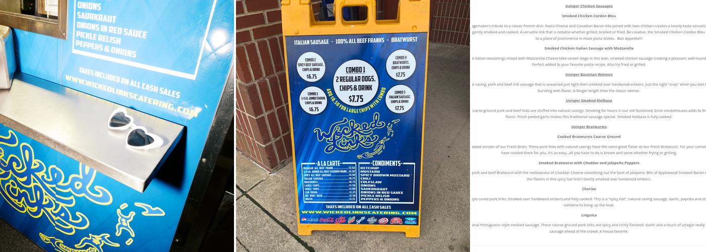 Wicked Links Sausage Company Menu