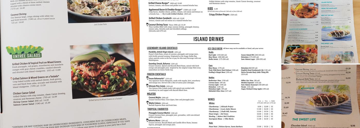 Bahama Breeze - Orlando Airport Menu