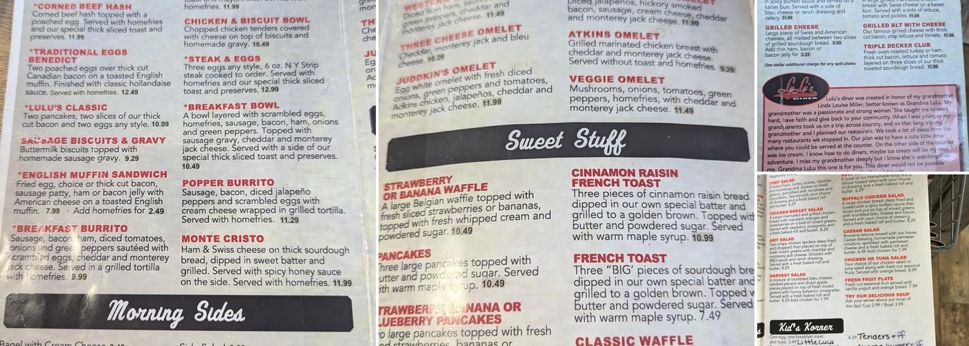 Lulu's Diner Wapak Menu