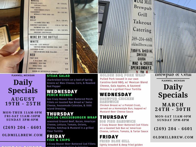 Old Mill Brewpub & Grill Menu