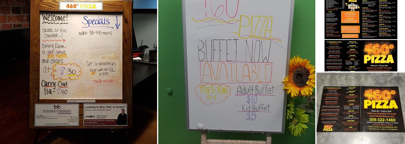 460° Pizza Menu