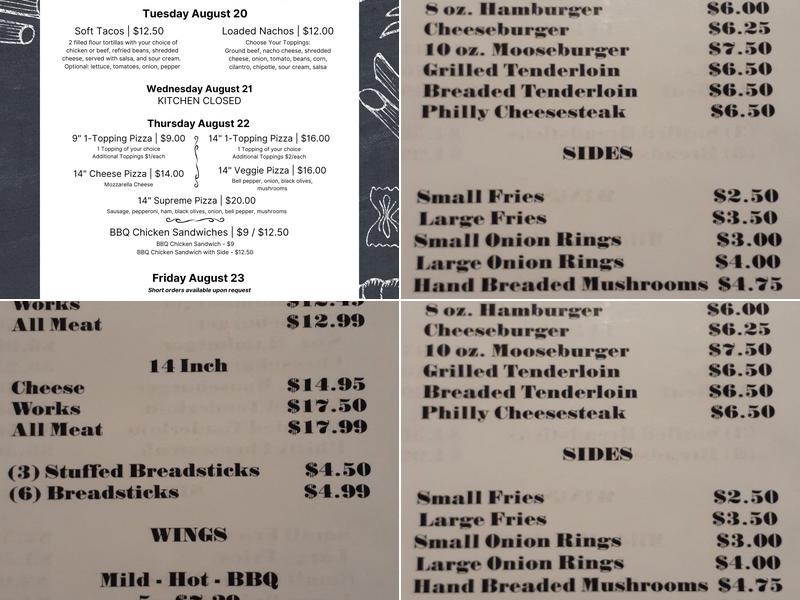 Moose Lodge 1617 Menu