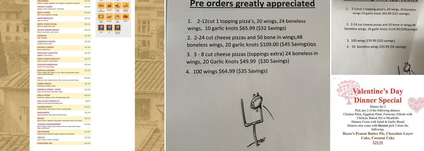 Paisano's Pizza Villa Menu