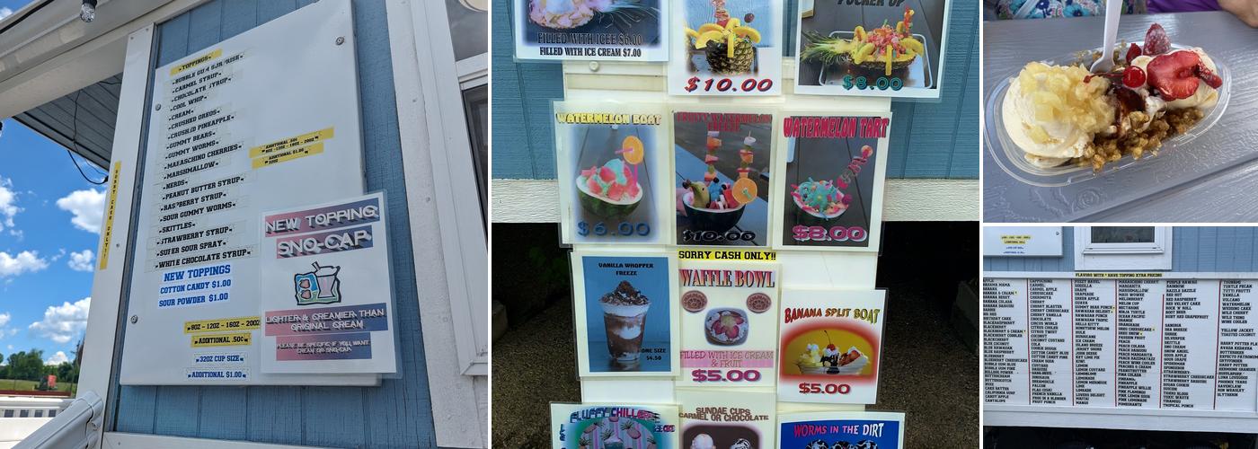 Oceans End Snow Cones Menu