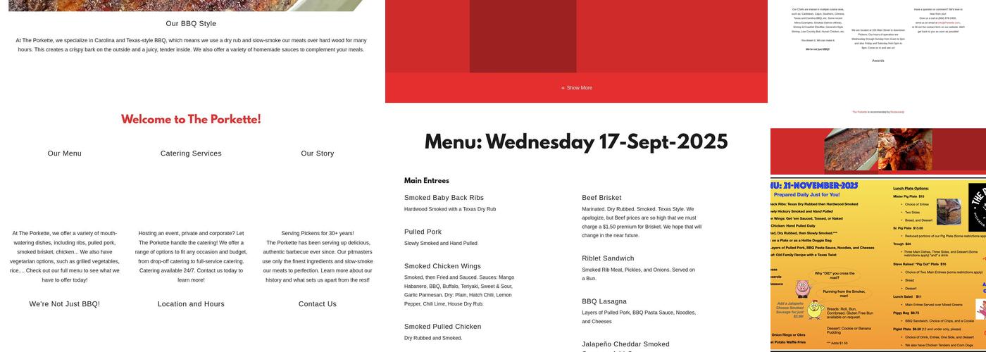 the parkette food service Menu