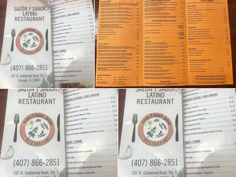 Sazón & Sabor Latino Restaurant Menu