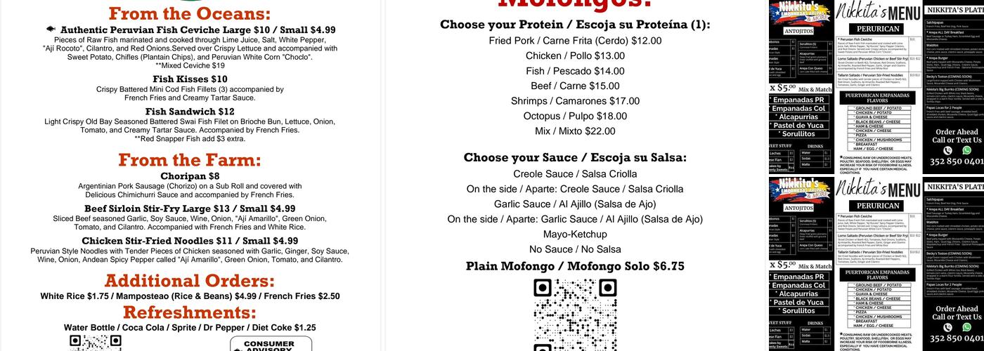 PeruRican Ceviche Menu