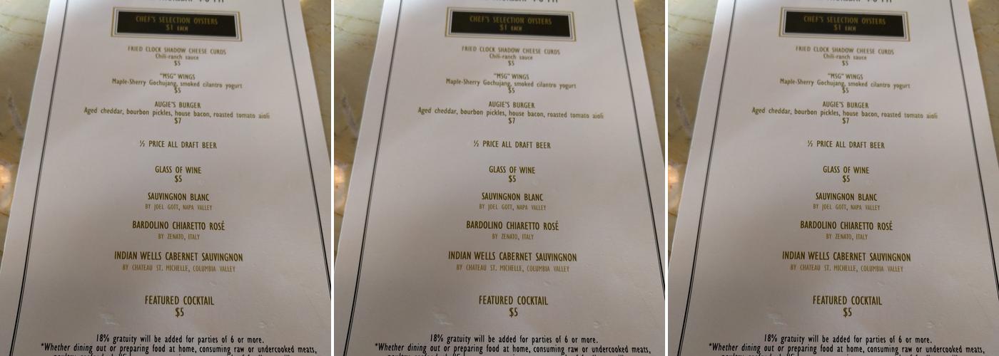 Augie's Tavern Menu