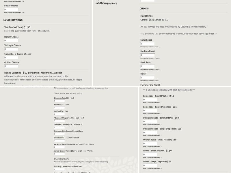 The Library Café Menu