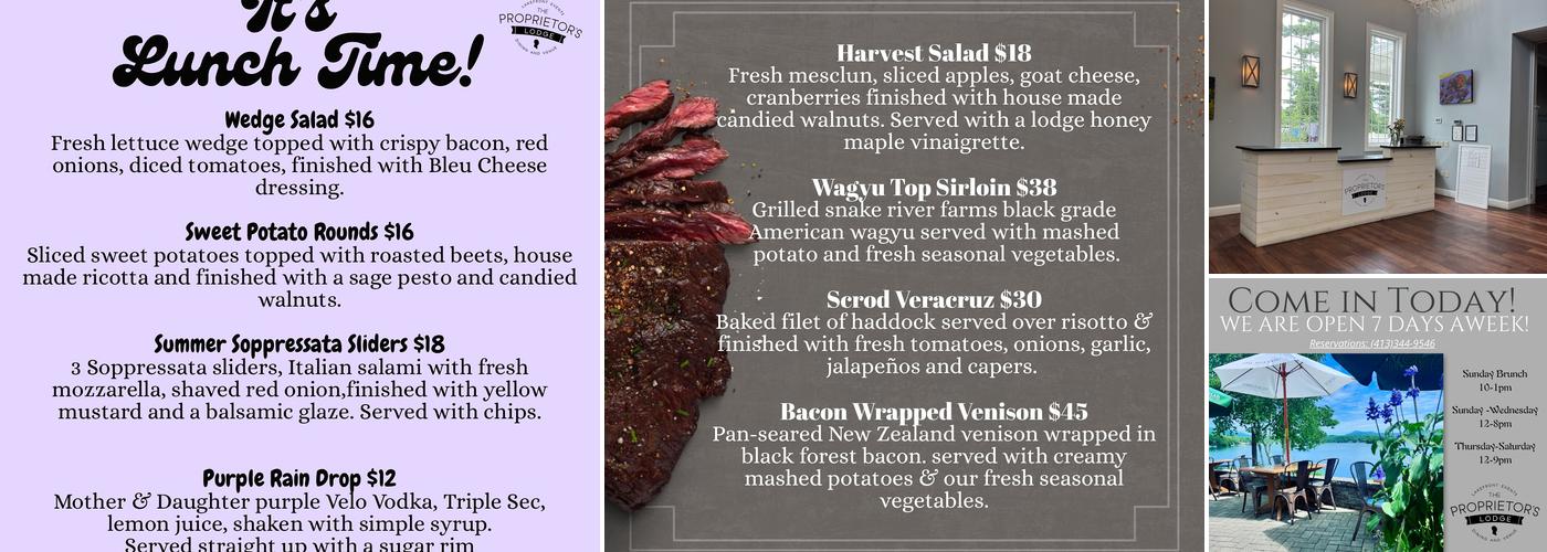 Proprietor's Lodge Menu