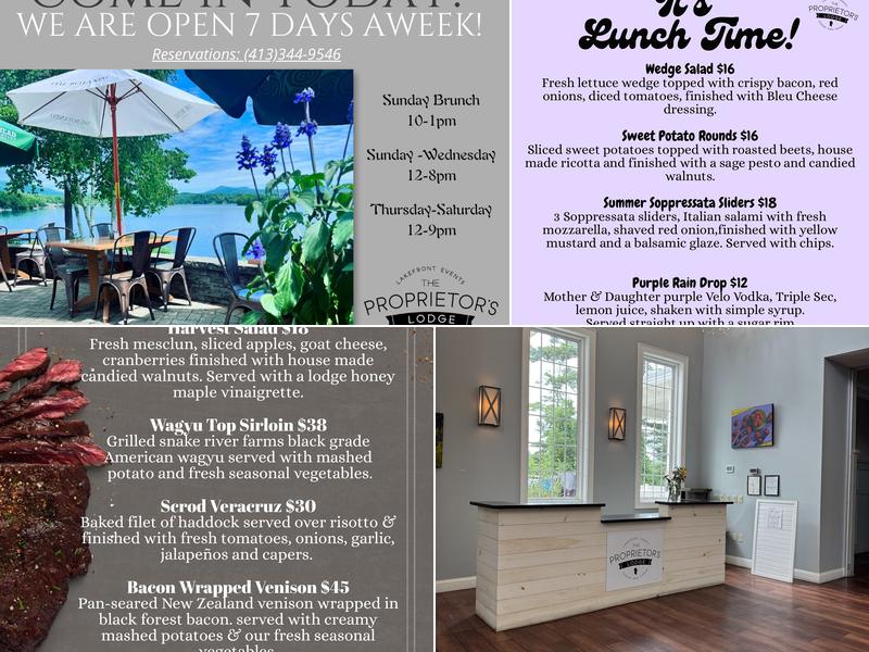 Proprietor's Lodge Menu